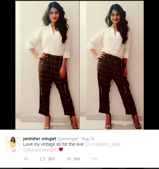 Ini dia penampilan vintage dengan bibir merona ala Jennifer Winget, cantik! © Twitter.com/jenwinget