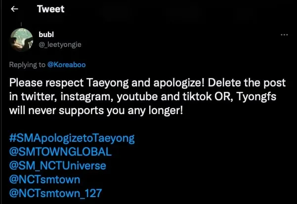 Para Penggemar Menuntut Permintaan Maaf (Credit: twitter.com/_letyongie)