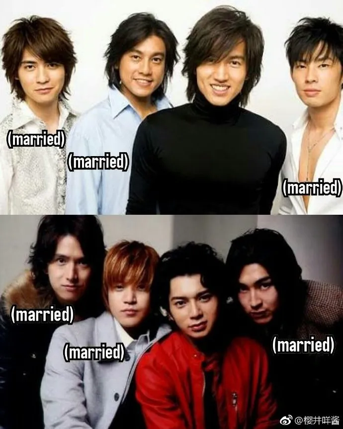 Jerry Yan dan Matsujun, yang belum menikah di F4 © Weibo