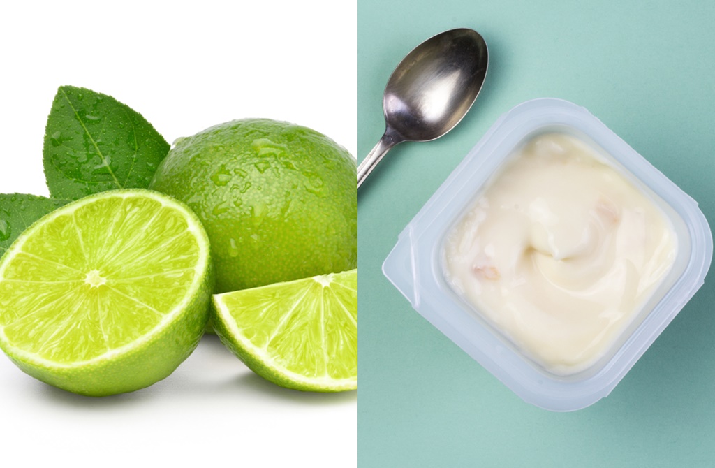 Ilustrasi jeruk nipis dan yoghurt (credit: Shutterstock)