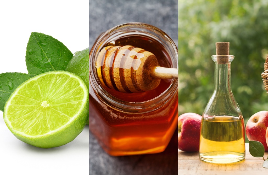 Ilustrasi jeruk nipis, madu, dan cuka apel (credit: Shutterstock)
