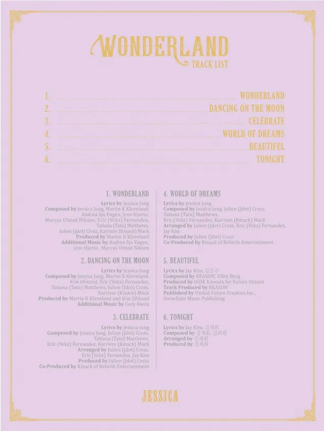 Daftar lagu yang ada di mini album Jessica ke-2 © allkpop.com
