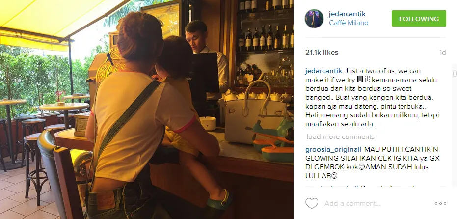 Jedar masih buka pintu maaf untuk Ludwig © Instagram/jedarcantik