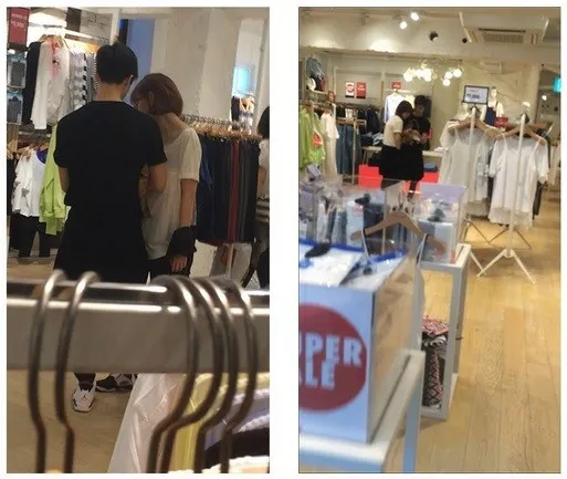 Jimin AOA dan Kim Ji Hwan iKON saat tertangkap kamera belanja bersama. @allkpop.com