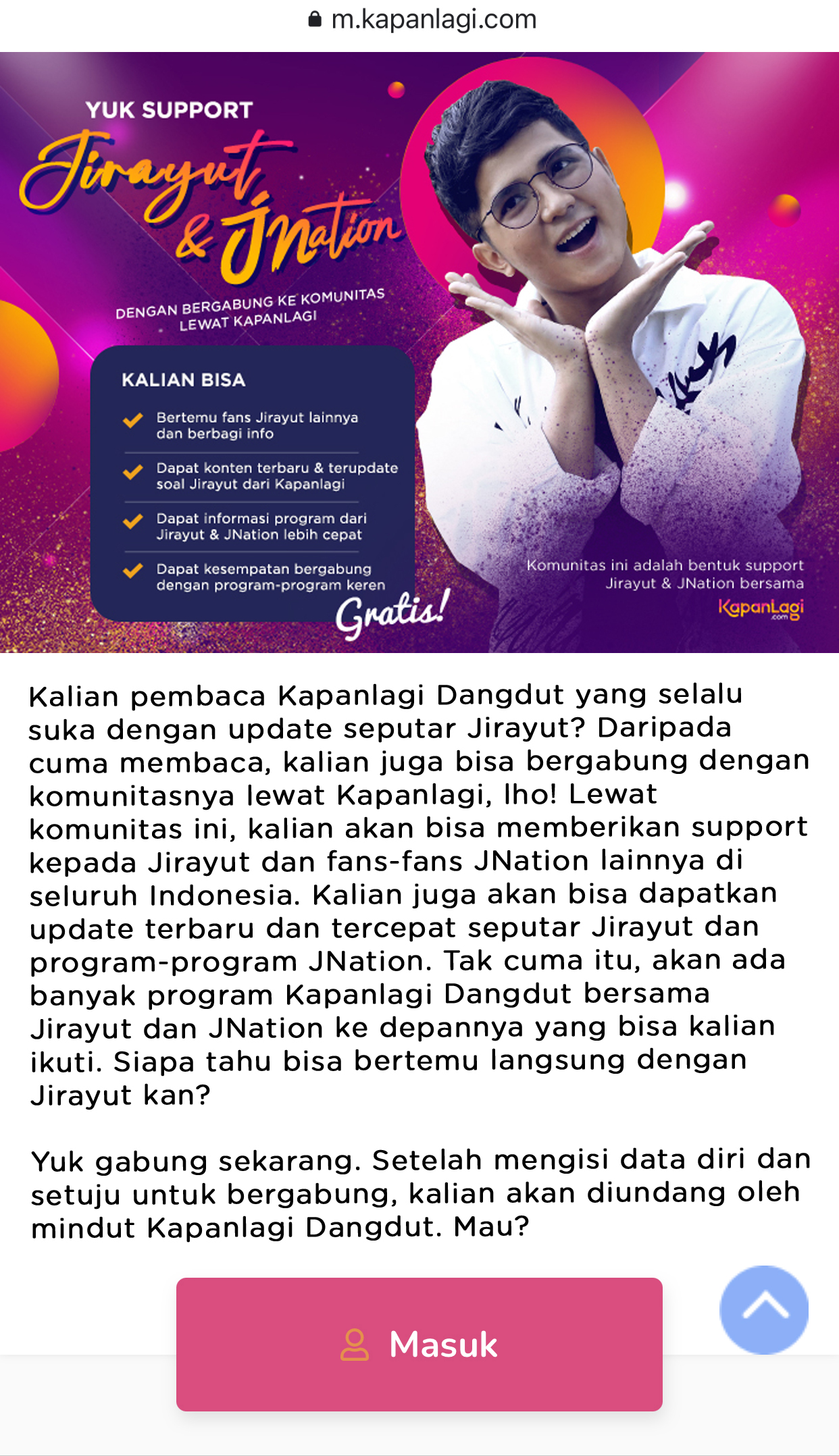 This community is a form of support for Jirayut & JNation together with Kapanlagi (credit: kapanlagcom)