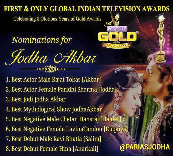 Ini dia deretan nominasi yang berhasil diraih oleh 'Jodha Akbar' @twitter.com/_HeenaParmar