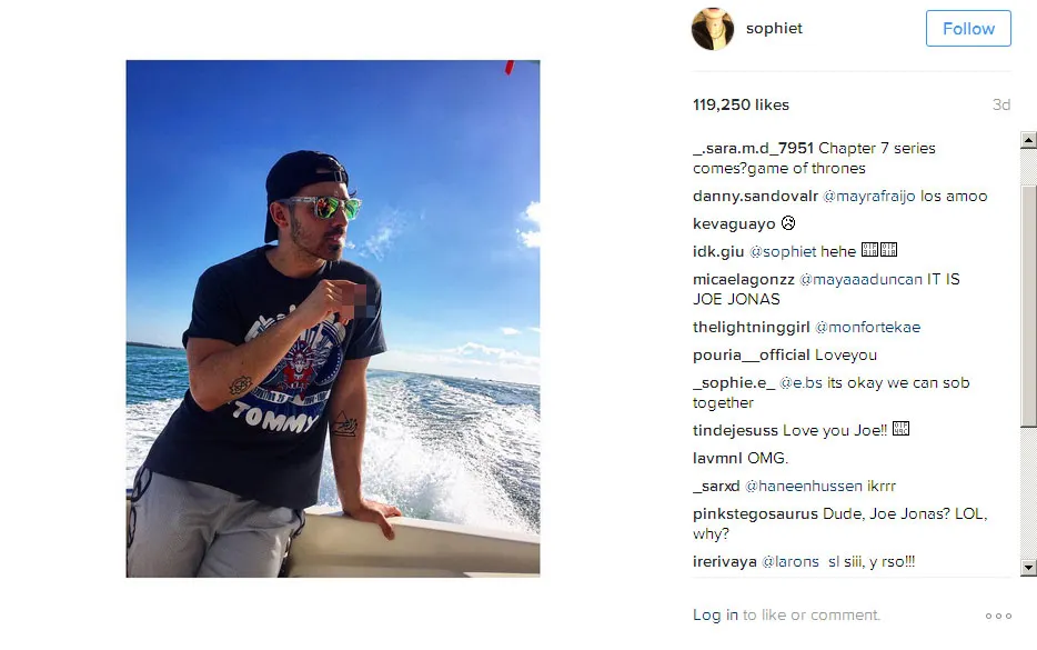 Sophie Turner unggah foto Joe Jonas © Instagram.com/sophiet