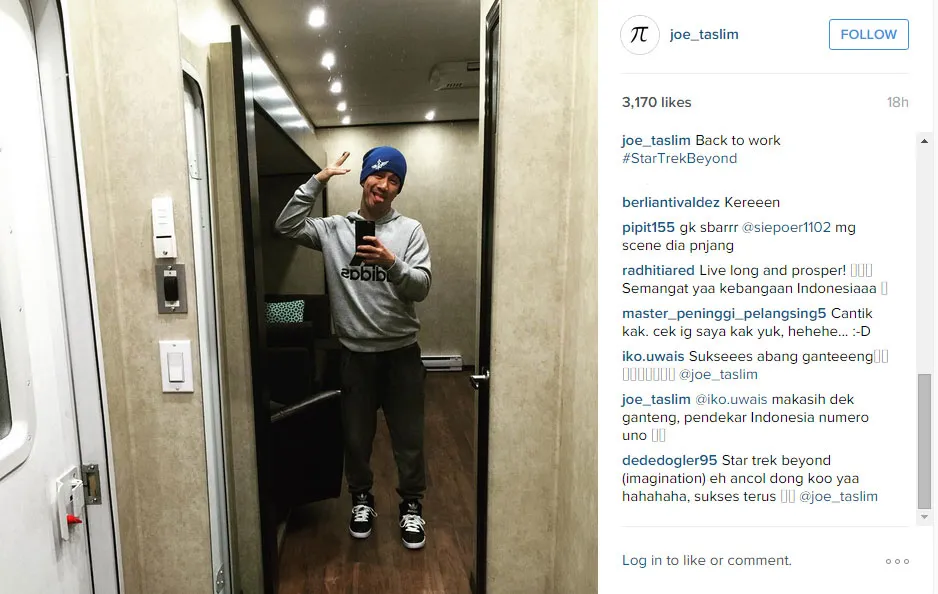 Joe Taslim sapa penggemar sebelum syuting @ Instagram/joetaslim