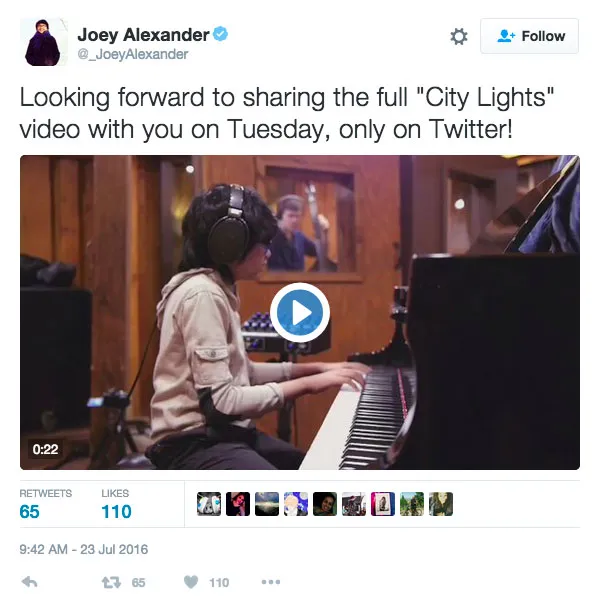 Joey Alexander, rilis music video terbarunya secara eksklusif via Twitter © twitter.com/_JoeyAlexander
