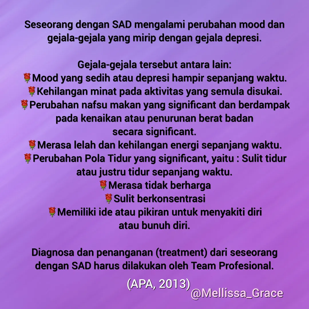 Ciri-ciri penderita SAD © instagram.com/mellissa_grace