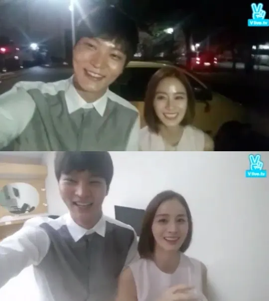 Kim Tae Hee dan Joo Won muncul di aplikasi V Naver bersama. ©soompi.com