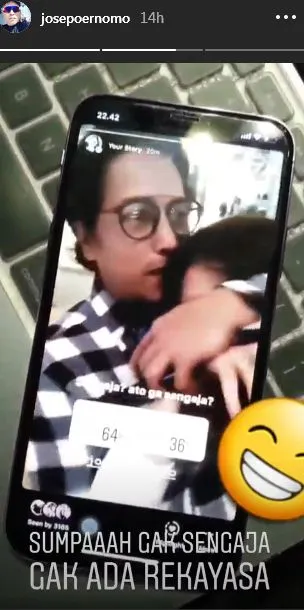 Jose meminta maaf setelah giginya terantuk dahi Angel ©instagram/josepoernomo