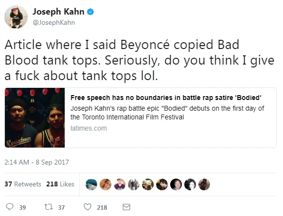 Joseph Kahn kembali angkat bicara atas komentarnya dalam wawancara bersama Los Angeles Times © twitter.com/JosephKahn