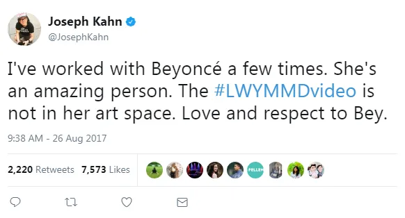 Josep Kahn sempat membantah dan meluruskan pandangan mengenai konsep klip baru Taylor Swift dan 'Formation' milik Beyonce Knowles © twitter.com/JosephKahn