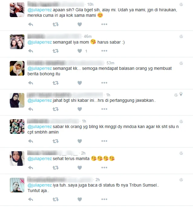 Netizen ikutan geram baca berita miring tentang Jupe © Twitter/juliaperrez