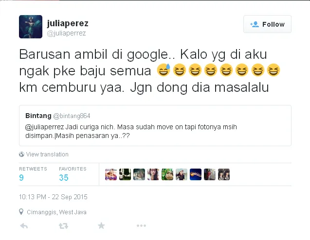 Jupe masih simpan foto-foto telanjang Gaston © Twitter/juliaperrez