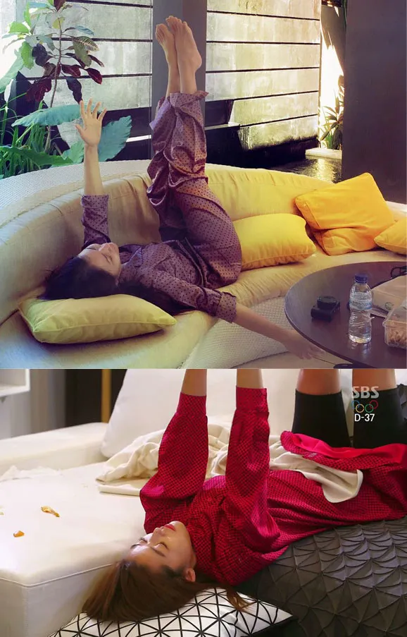 Maia Estianty dan Jun Ji Hyun yang berpose sama kala bermalas-malasan. ©istimewa