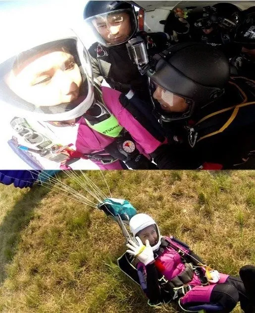 Foto Jung In Ah saat sedang berlatih skydiving. ©allkpop.com