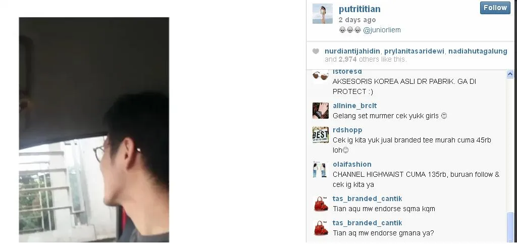 Cuplikan video Junior bernyanyi untuk Tian © instagram.com/putrititian