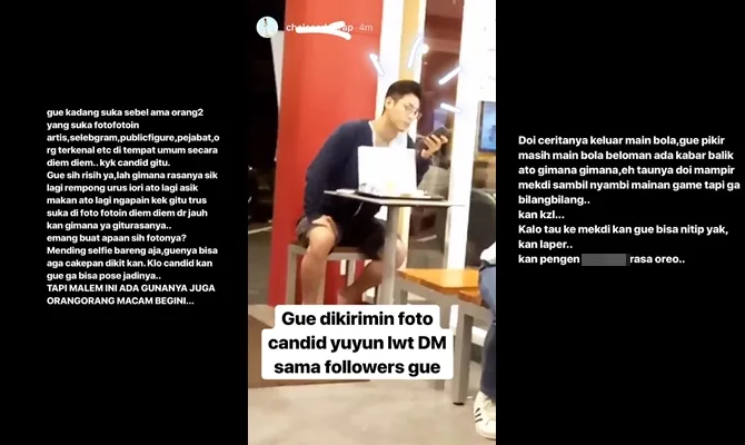 Foto candid Junior Liem yang diunggah Putri Titian di Instastory. © Instagram/putrititian