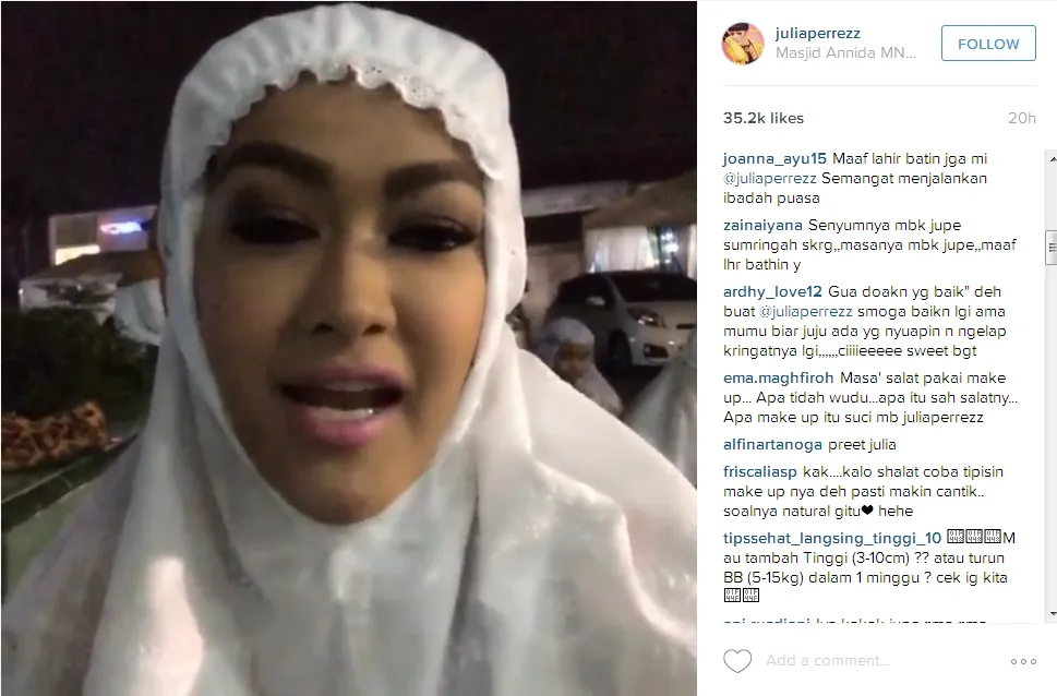 Make up Jupe ini membuatnya dikritik netizen. @instagram/juliaperrez