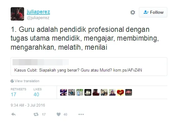 Jupe bela guru yang dilaporkan karena cubit muridnya ©twitter/juliaperrez