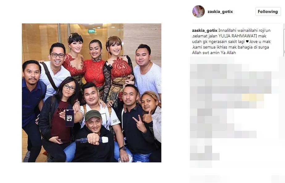 Zaskia ikhlas Jupe berpulang ©instagram/zaskia_gotix