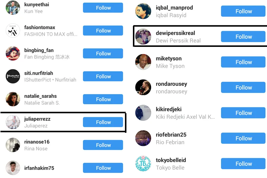 Jupe dan Depe saling follow di IG/©IG Jupe dan Depe