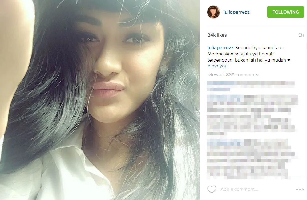 Inikah curhatan Julia Perez untuk Gaston? © Instagram.com/juliaperrezz