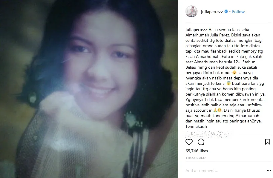 Potret Jupe saat masih remaja suka berpose bak model. Credit: instagram.com/juliaperrezz