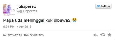 Reaksi Jupe atas Tweet Farhat / © Twitter