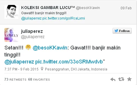 Tweet balasan Julia Perez / © Twitter