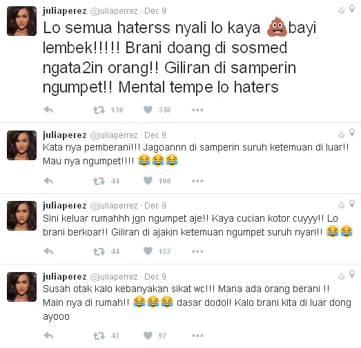Jupe tantang haters-nya ketemuan © Twitter/juliaperrez
