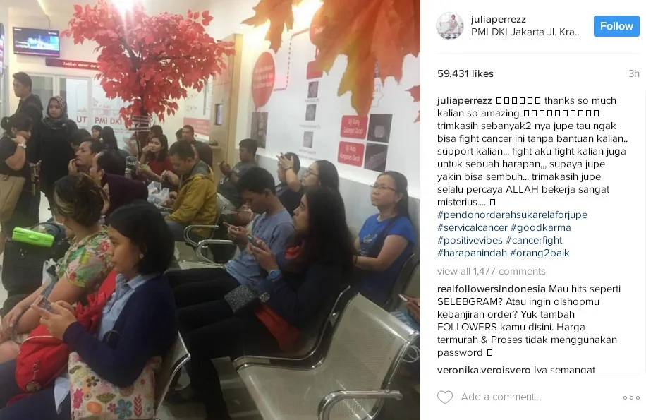 Karena masih dalam masa pengawasan, Julia Perez ucapkan rasa terima kasih lewat media sosial. /©instagram.com/juliaperrezz