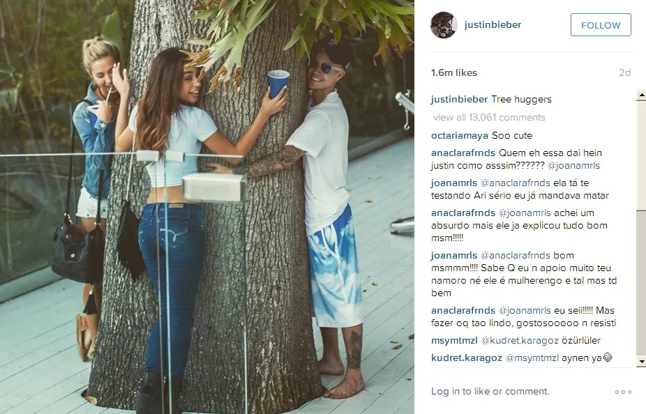 Bieber Memeluk Pohon © Instagram justinbieber
