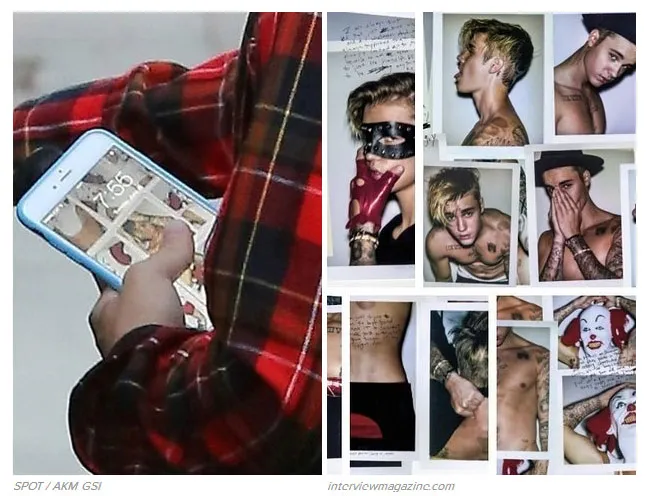 Gambar lock screen handphone Justin Bieber mirip dengan hasil photo shoot-nya bersama Interview Magazine, what? © buzzfeed.com/SPOT/AKM-GSI/interviewmagazine.com