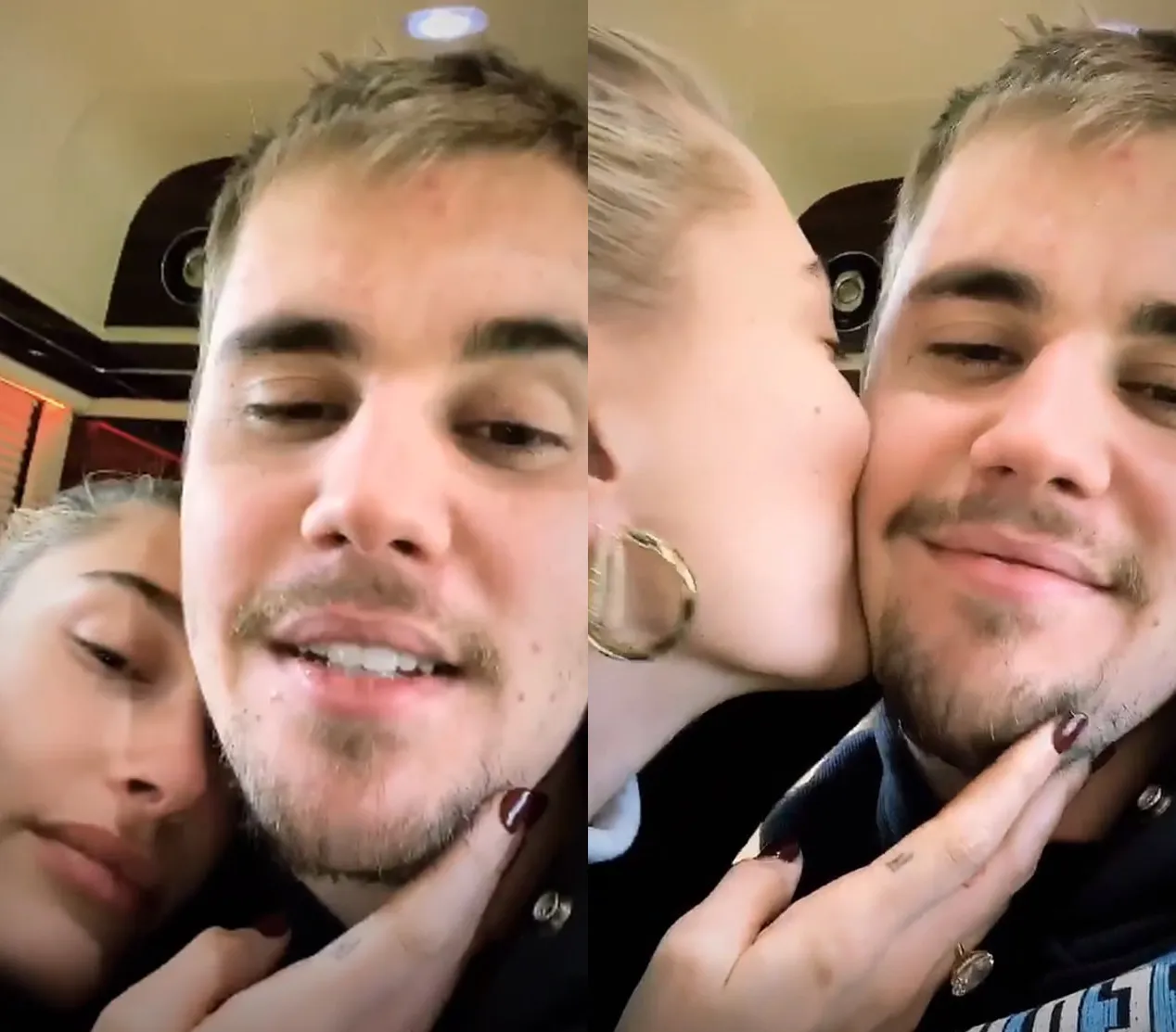 Hailey dan Justin berbagi ciuman penuh cinta © instagram.com/justinbieber