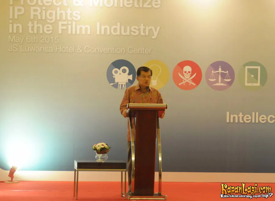 Wapres Jusuf Kalla hadir membuka diskusi HAKI di JS Luwansa Hotel/©Kapanlagi.com®/Bayu Herdianto