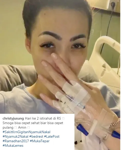 Christy Jusung dirawat di rumah sakit. © Instagram/christyjusung