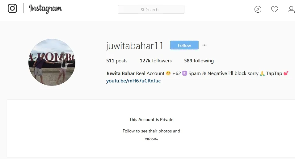 Juwita Bahar sekarang gembok akun Instagramnya ©juwitabahar11
