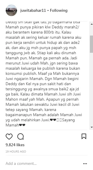 Juwita ingin Annisa tak lagi umbar masalah keluarga di depan publik ©juwitabahar11