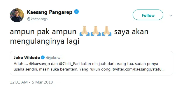 Twitter © kaesangp