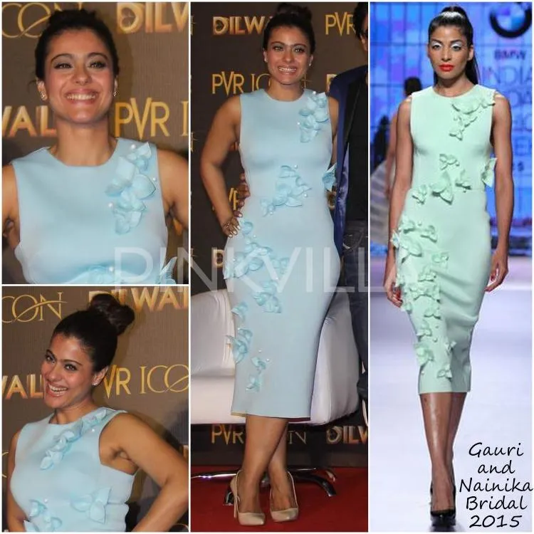 Dress biru tosca ini bikin pinggul Kajol makin besar © Pinkvilla.com