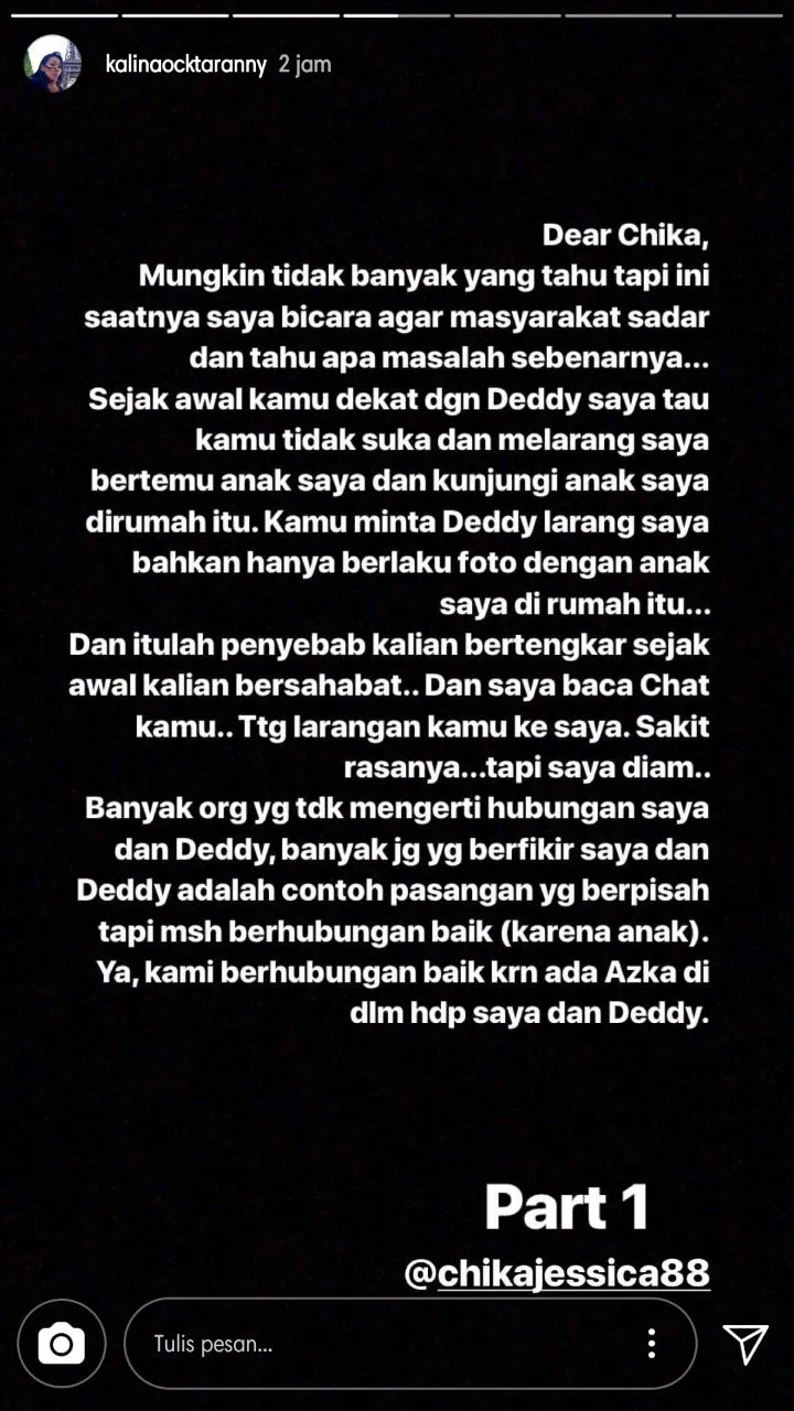 Curhatan pertama Kalina © instagram.com/kalinaoctaranny