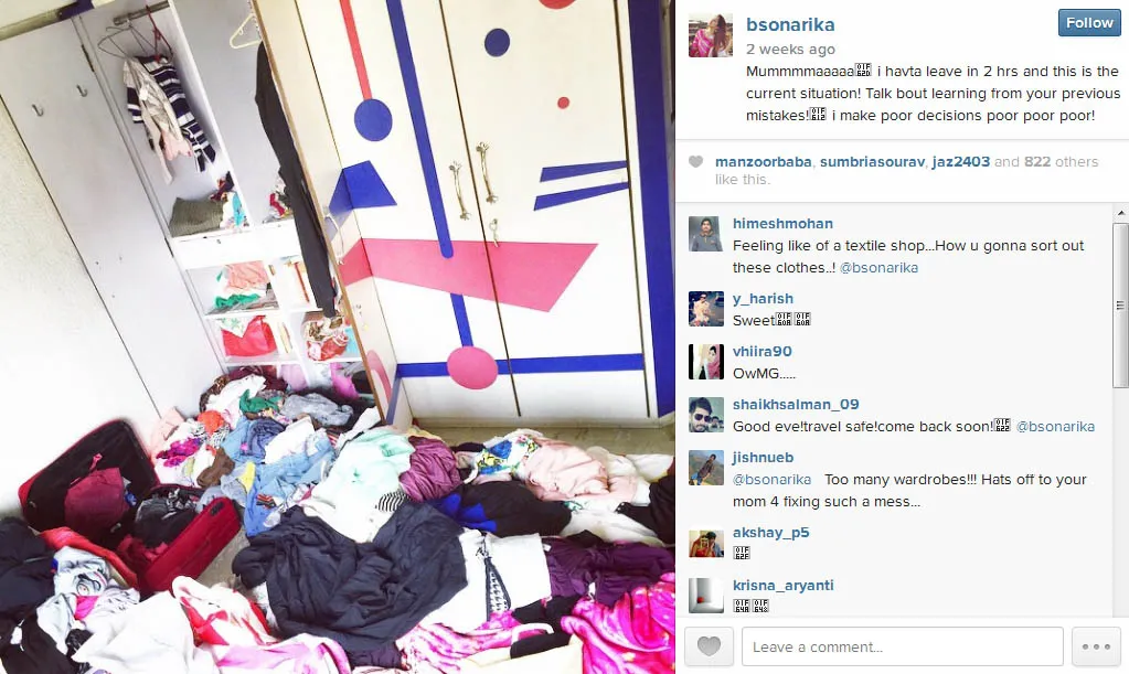 Begini suasana kamar Sonarika. Kayak kapal pecah kan? @instagram Sonarika Bhadoria