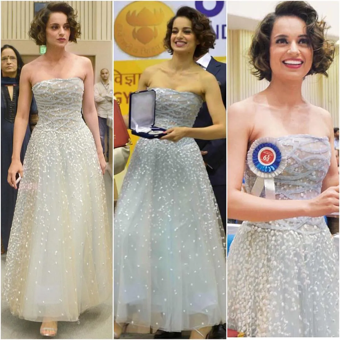 Terima penghargaan National Awards ketiganya, Kangana Ranaut tampil cantik bak Cinderella! © instagram.com/afashionistasdiaries