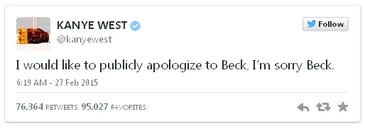 Twit permintaan maaf Kanye West © nme.com