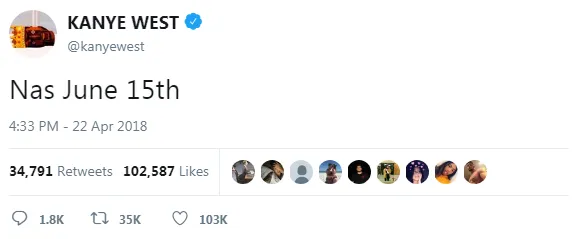Kanye West ungkap jika dirinya ikut memproduseri rilisan baru Nas © twitter.com/kanyewest