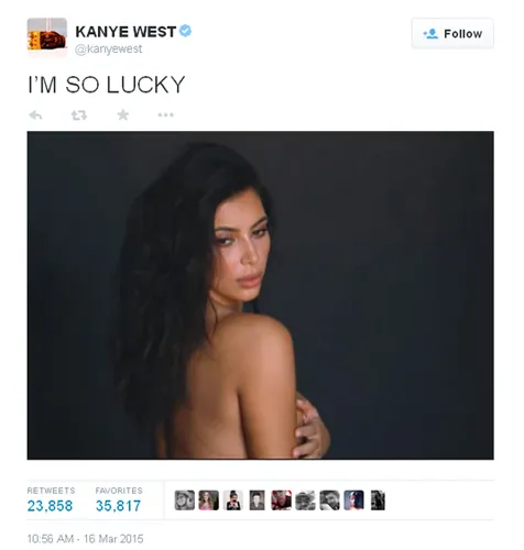 Kanye bangga pada Kim @ twitter.com/kanyewest