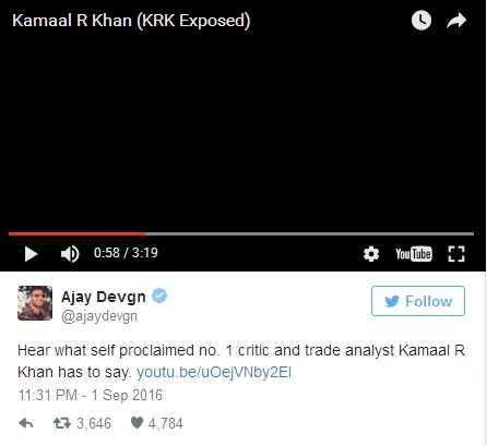 Ajay Devgan mengungkap rekaman suara Karan dan Kamal ©twitter/ajaydevgn